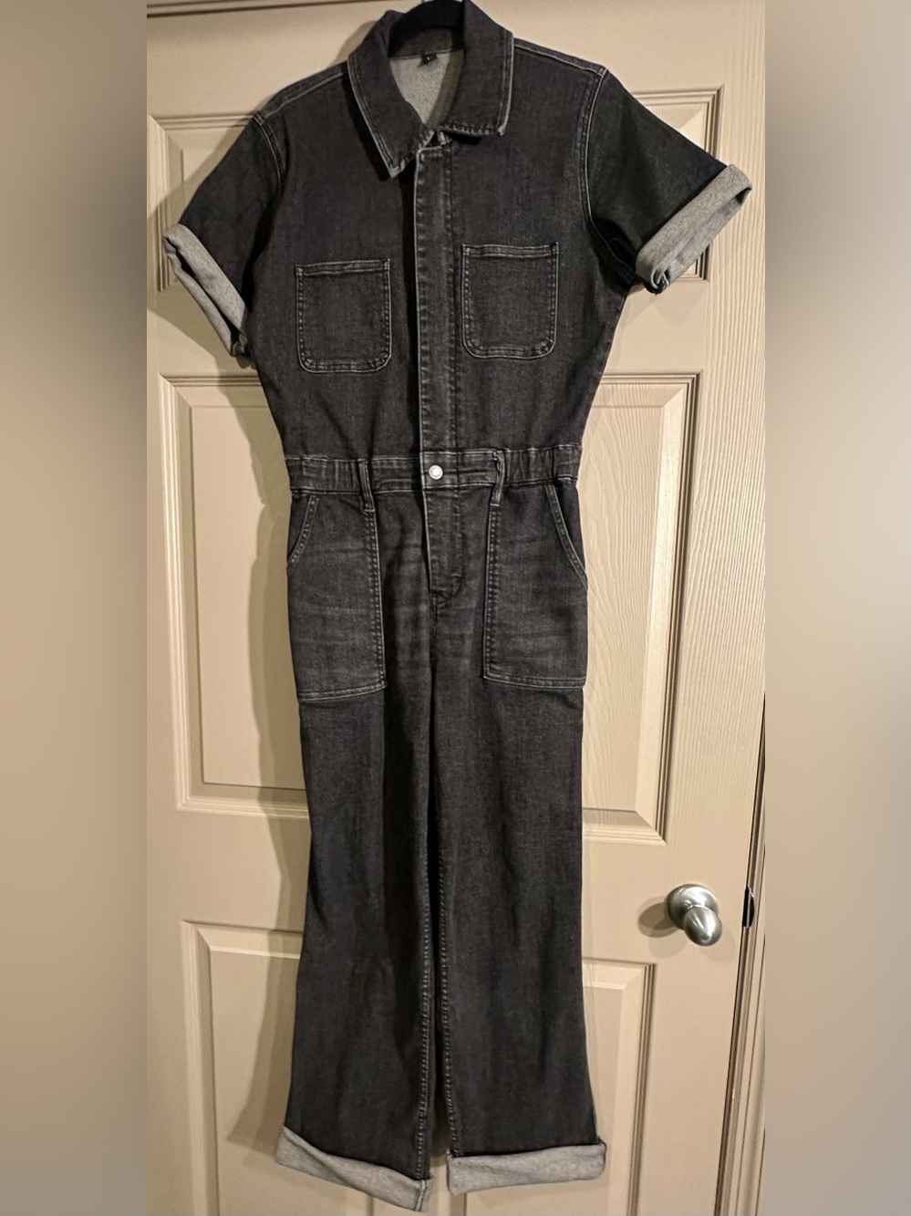 Judy Blue Black Short-Sleeve Denim Jumpsuit